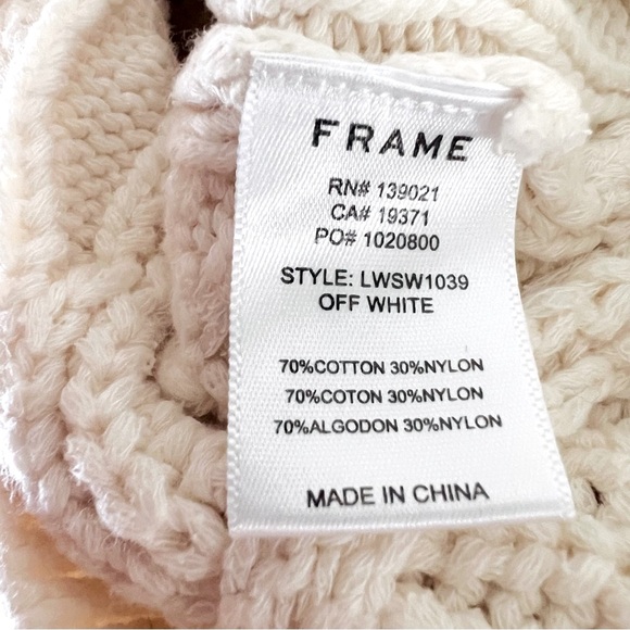 FRAME Sofia Ruffle Cable Knit chunky Sweater off white size Small - Picture 13 of 16